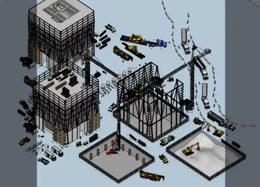 Construction site with skyscrapers Sketchup model