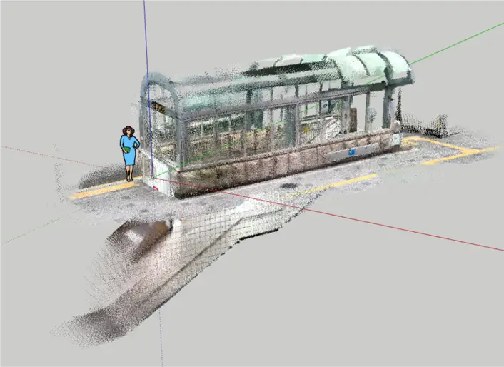 3D cloud model of metro station entry way
