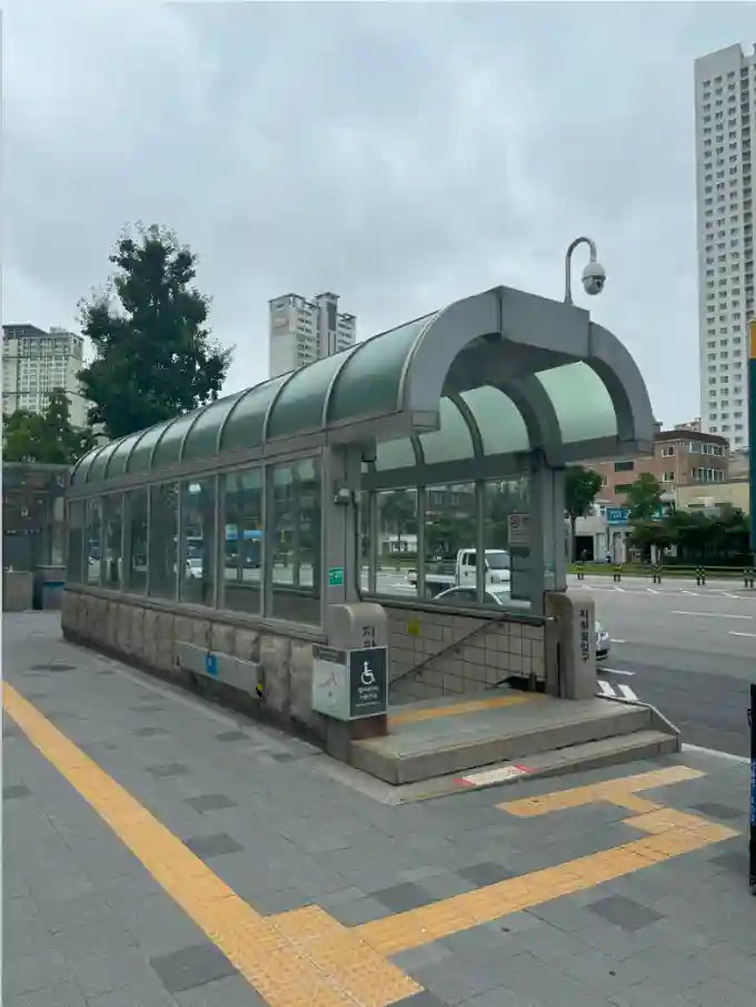 Metro station entry in a city