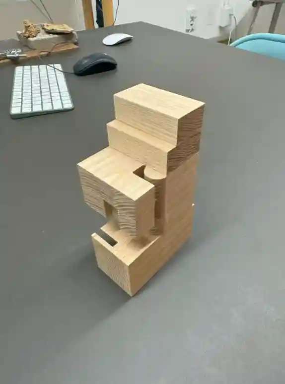 A timber model on a table