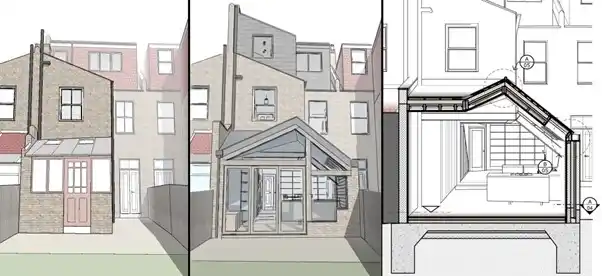 3 angles of building designs in sketchup