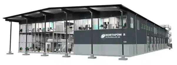 Stalhallar grey office building shaped like warehouse