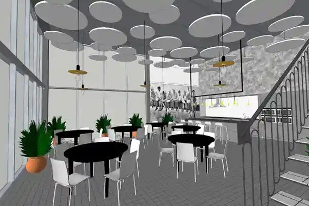lunch room render before development 