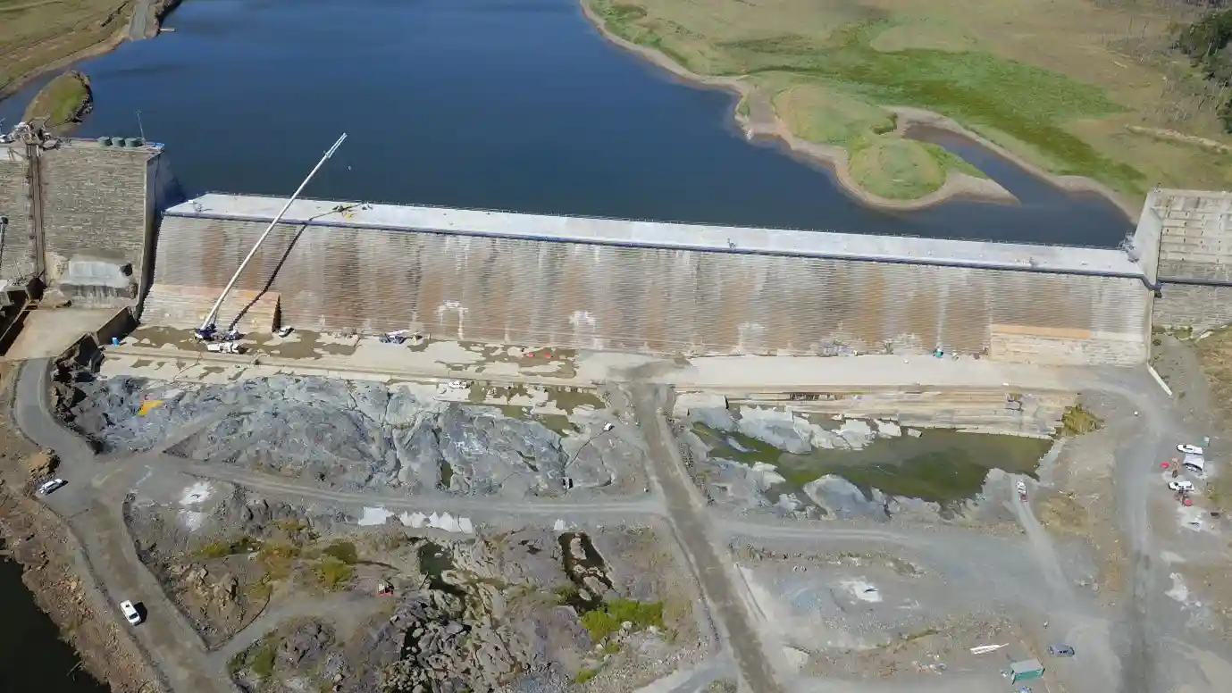 nearly fully built dam