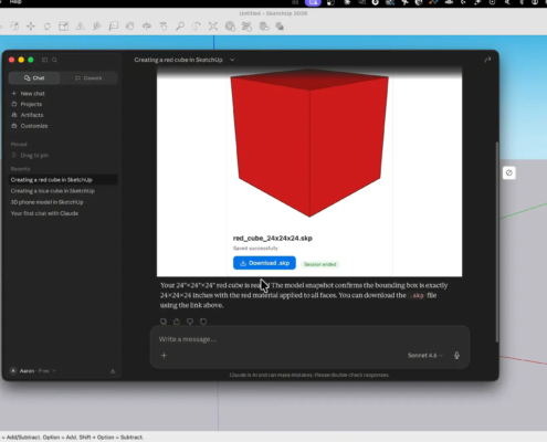 SketchUp Claude Connector Red Cube Generation
