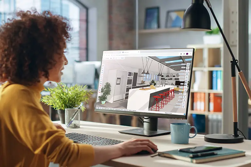SketchUp Go user on desktop SketchUp Go user on desktop
