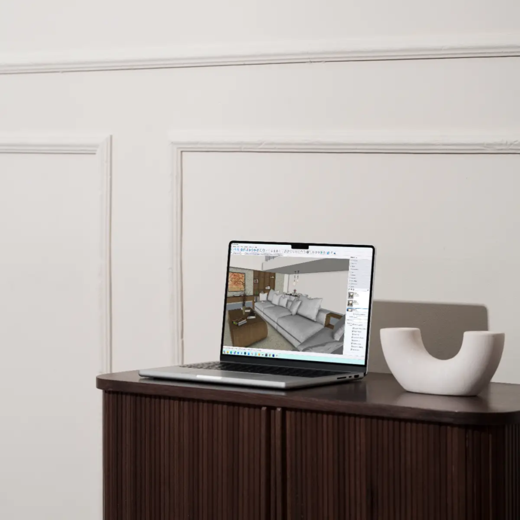 SketchUp Pro Product Images Living Model on Laptop