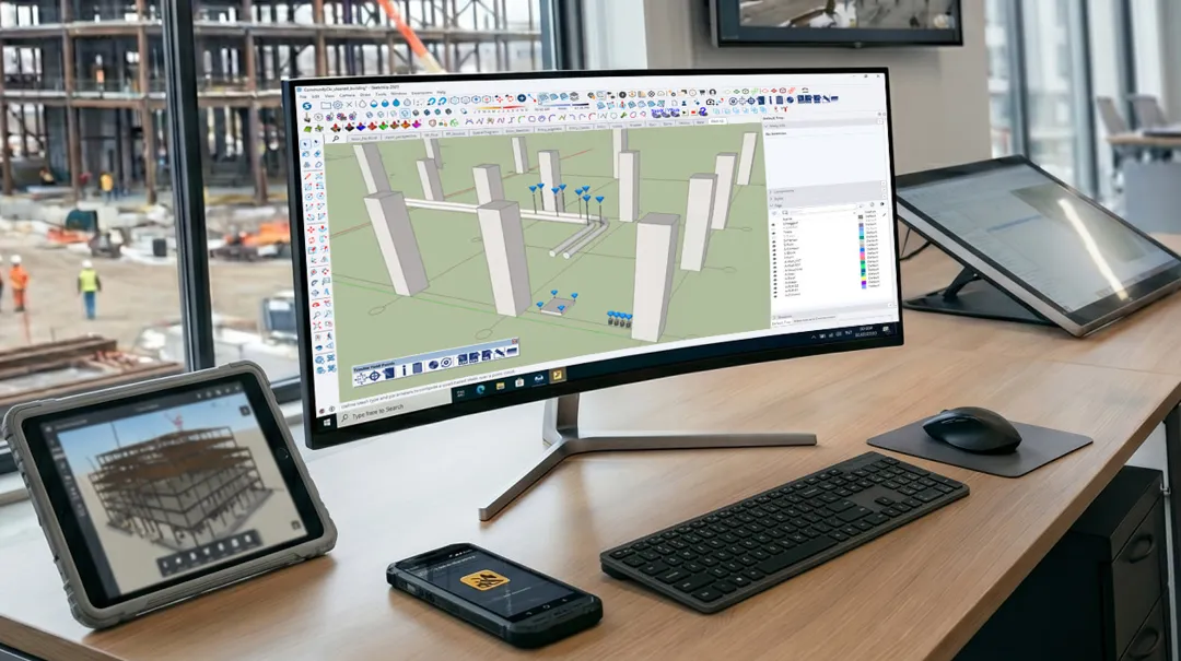Computer on a desk with SketchUp Pro Civil Contractor Computer on a desk with SketchUp Pro Civil Contractor